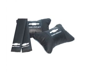 Chevrolet Logolu Boyun Yastığı ve Kemer Pedi Seti Lüx Suni Deri KalitePlus