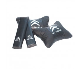 Citroen Logolu Boyun Yastığı ve Kemer Pedi Seti Lüx Suni Deri KalitePlus