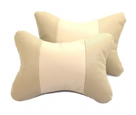 Düz Bej Premium Boyun Yastığı Lüx Suni Deri KalitePlus