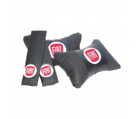 Fiat Logolu Boyun Yastığı ve Kemer Pedi Seti Lüx Suni Deri KalitePlus