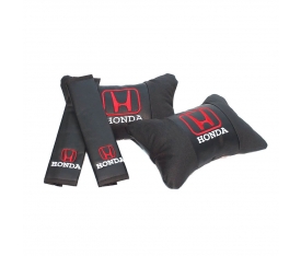 Honda Logolu Boyun Yastığı ve Kemer Pedi Seti Lüx Suni Deri KalitePlus