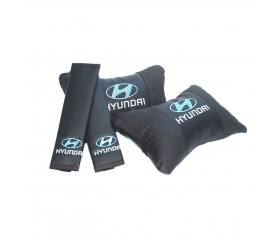 Hyundai Logolu Boyun Yastığı ve Kemer Pedi Seti Lüx Suni Deri KalitePlus