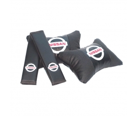Nissan Logolu Boyun Yastığı ve Kemer Pedi Seti Lüx Suni Deri KalitePlus