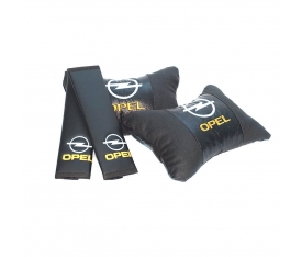 Opel Logolu Boyun Yastığı ve Kemer Pedi Seti Lüx Suni Deri KalitePlus