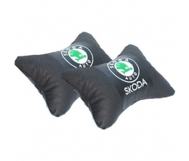 Skoda Logolu Premium Boyun Yastığı Lüx Suni Deri KalitePlus