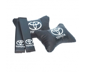 Toyota Logolu Boyun Yastığı ve Kemer Pedi Seti Lüx Suni Deri KalitePlus