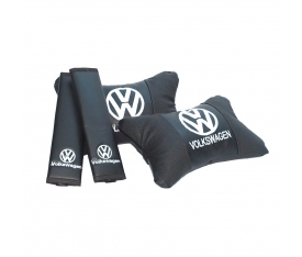 Volkswagen Logolu Boyun Yastığı ve Kemer Pedi Seti Lüx Suni Deri KalitePlus